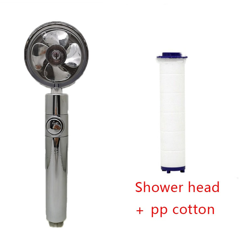 Shower Head Water Saving Flow 360 Degrees Rotating With Small Fan ABS Rain High Pressure Spray Nozzle Bathroom Accessories ea