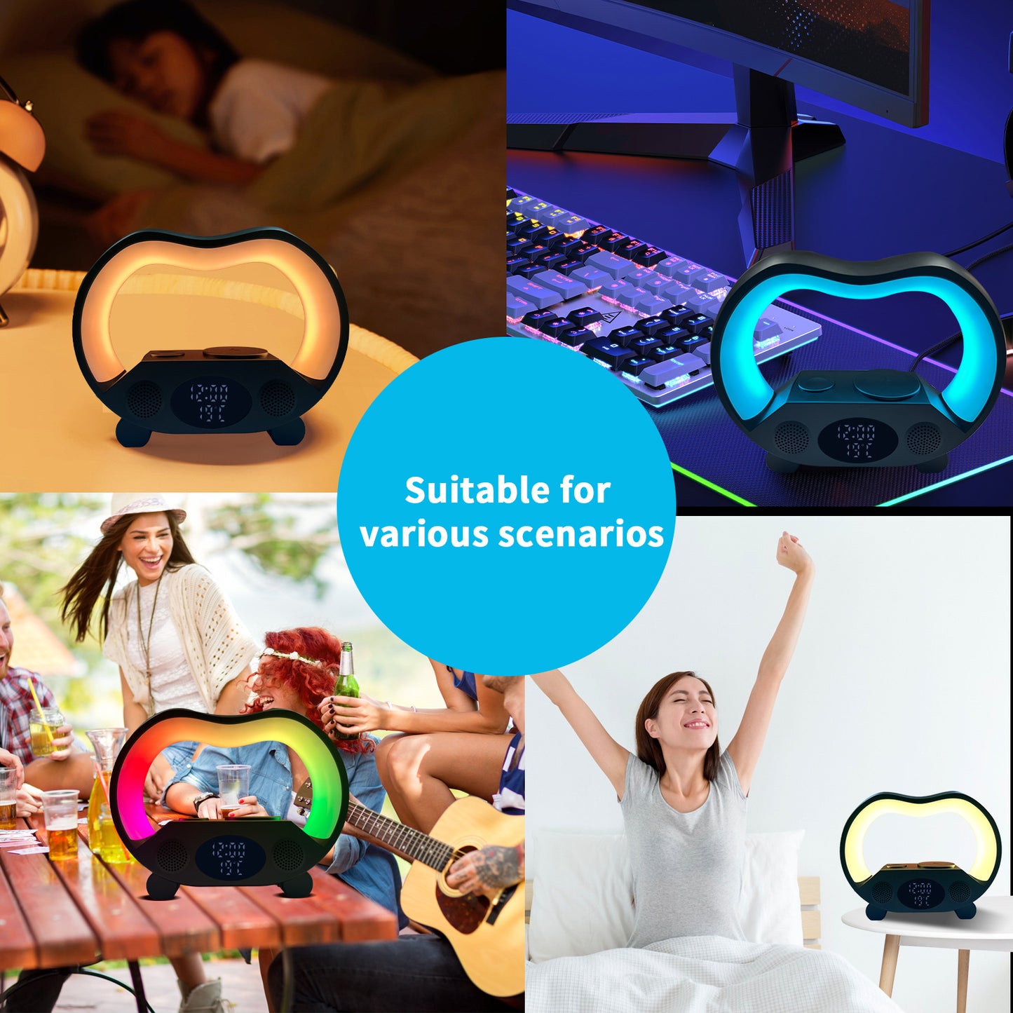 2024 New 6 In 1 Smart Remote Control Bluetooth-compatible Ambience Intelligent LED Table Lamp Multi-function Wireless Charger Night Light Bluetooth-compatible Speaker - 图片 4