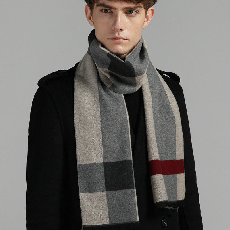 Simple Plaid Warm Keeping Artificial Cashmere Scarf ec857216 a86b 4c74 b459 5bb293c3a903