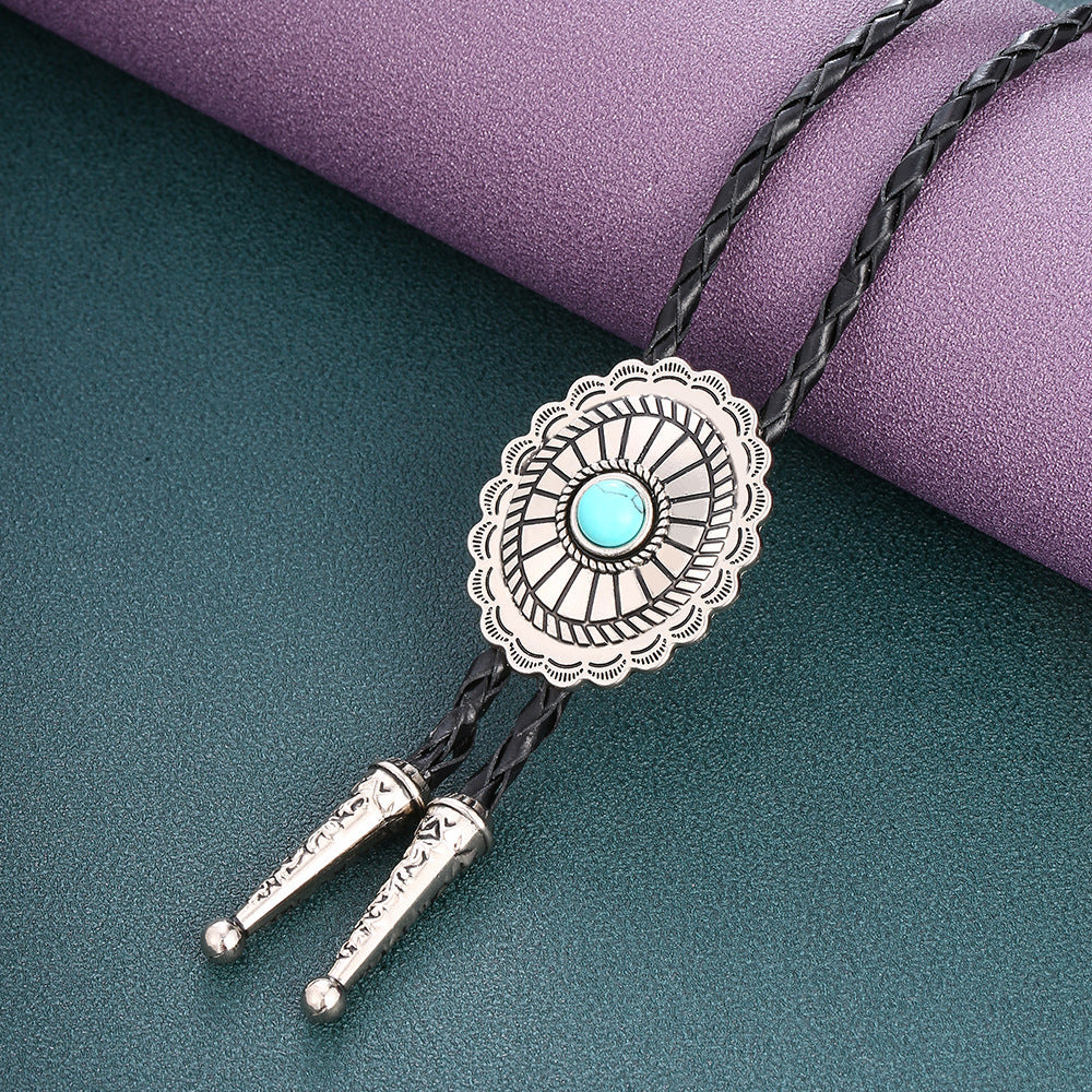 Celtic Pattern Turquoise Agate Bolo Tie ed313646 48ab 464d 8095 e0fafebdbd3f