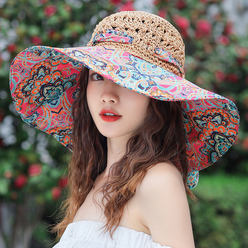 Women's Ethnic Style Outdoor Windproof Edge Sun Protection And Shading ed6657ba ac27 4e05 ace2 6fdd1e27269b