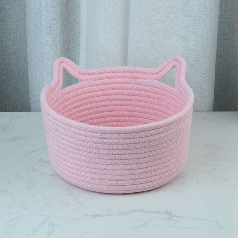 Cat's Ears Desktop Storage Basket Hand Woven Cartoon ed972808 a2e8 425d 9a8b 33be294b9c60