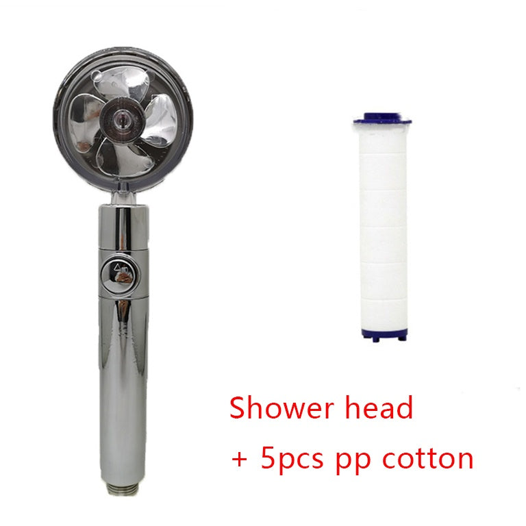 Shower Head Water Saving Flow 360 Degrees Rotating With Small Fan ABS Rain High Pressure Spray Nozzle Bathroom Accessories ee
