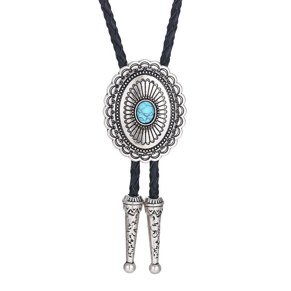 Celtic Pattern Turquoise Agate Bolo Tie ef153719 d3ae 4806 ac29 d13dc82d899b