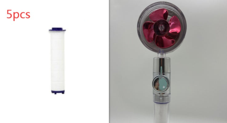 Shower Head Water Saving Flow 360 Degrees Rotating With Small Fan ABS Rain High Pressure Spray Nozzle Bathroom Accessories ef
