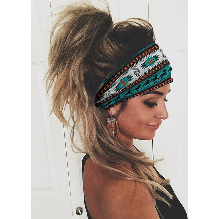 Printing Elastic Hair Band Colorful Geometric Wide-brimmed Sports Headband efb97e93 dfcc 4e78 8390 0e950aa496eb