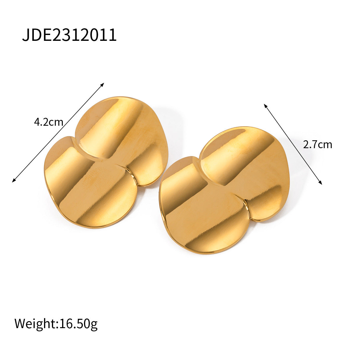 18k Gold Stainless Steel Minimalist Geometric Curve Earrings - HD Wireless Product #6