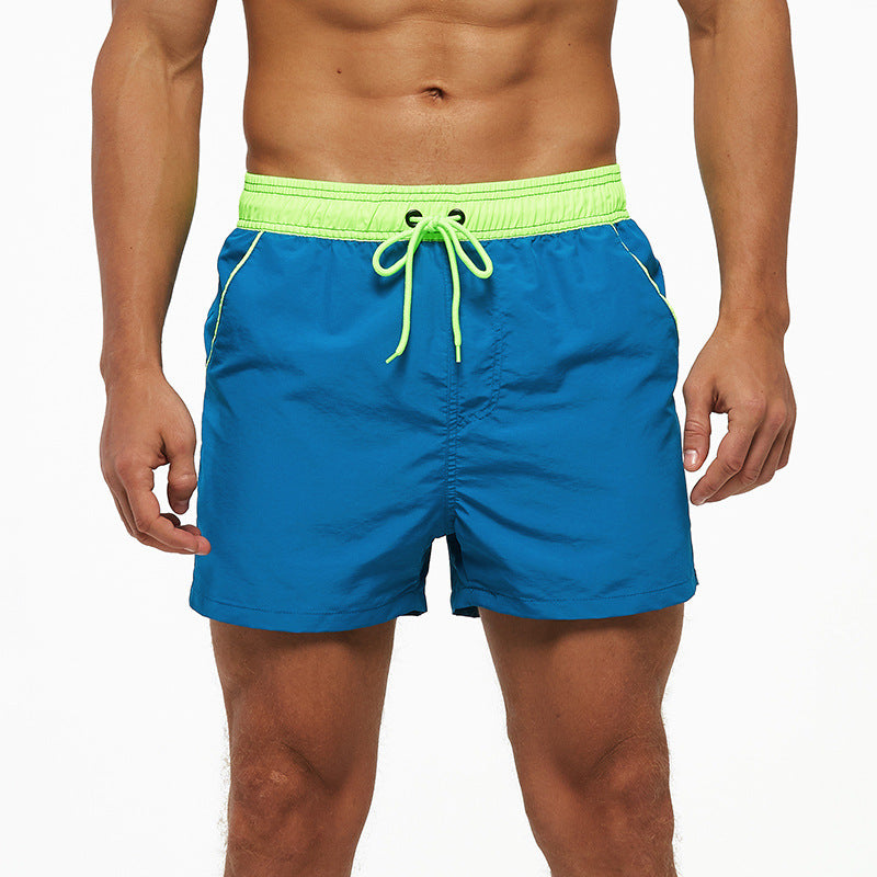 Men's Beach Pants European And American Boardshort Back Pocket Zipper Solid Color 3-point Pants Quick-drying Waterproof Linin