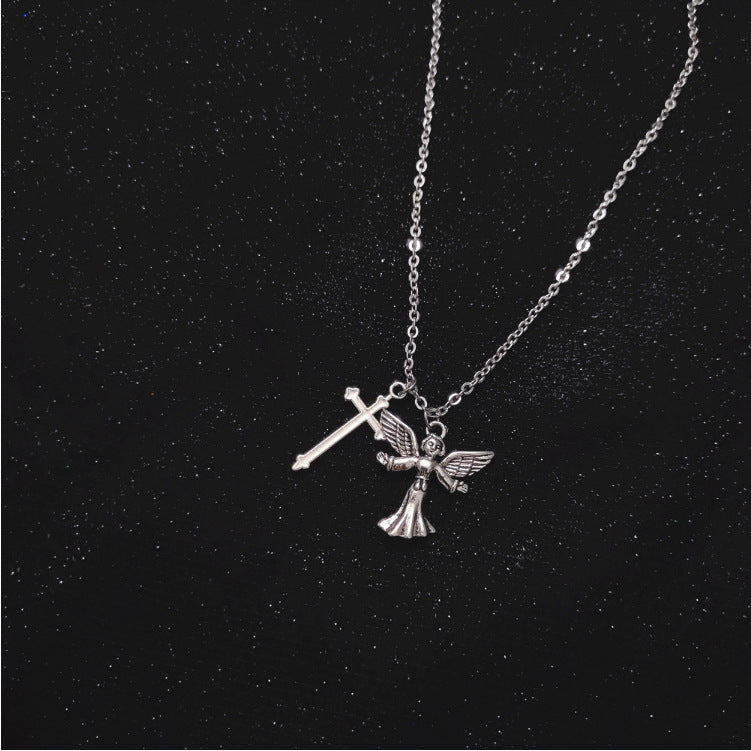 Vintage Vintage Angel Wings Cross Pendant Necklace f0e111db b6e7 4aea 987e 1b7eb65ba684