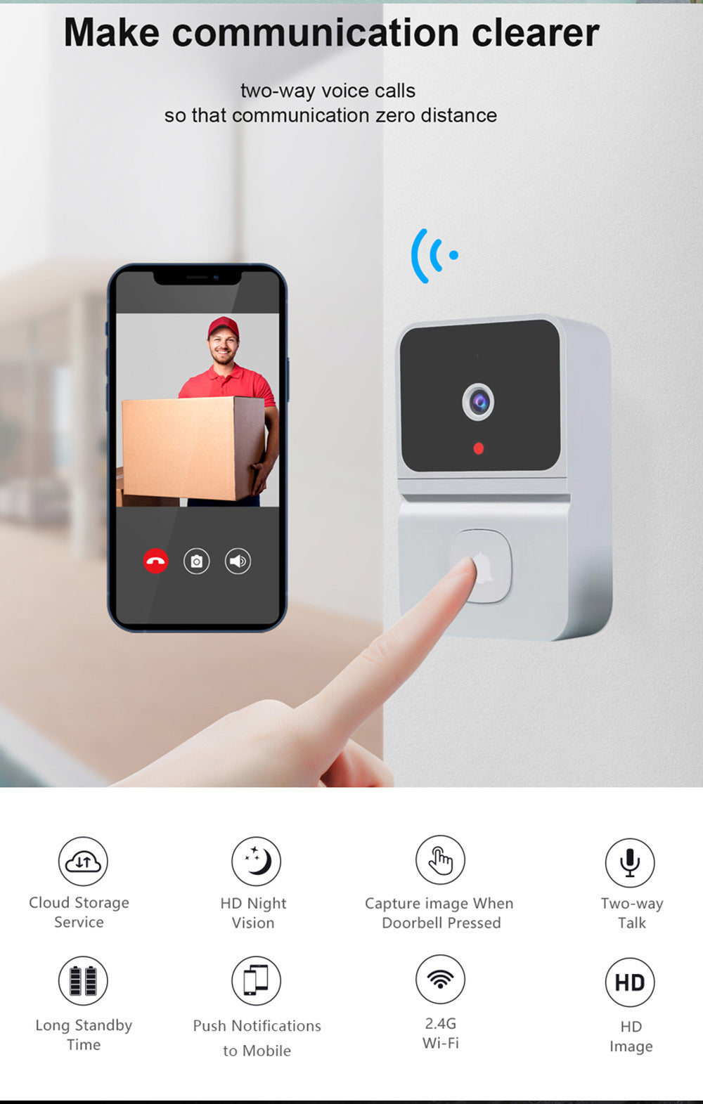 Z30 Intelligent Visual Doorbell Dingdong High Definition Surveillance Video Intercom f143e4d1 339f 4623 b82f 993466770b69