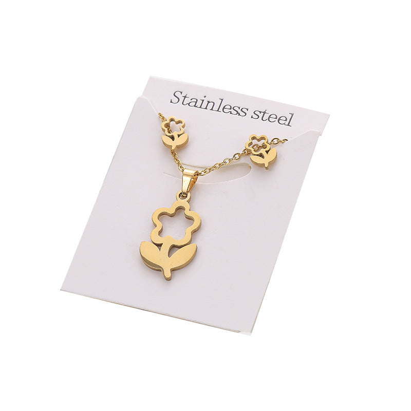 Butterfly Studs Necklace Suit Stainless Steel Geometry f25ac6ff a9b6 42c2 8b70 8b7aecd6e861