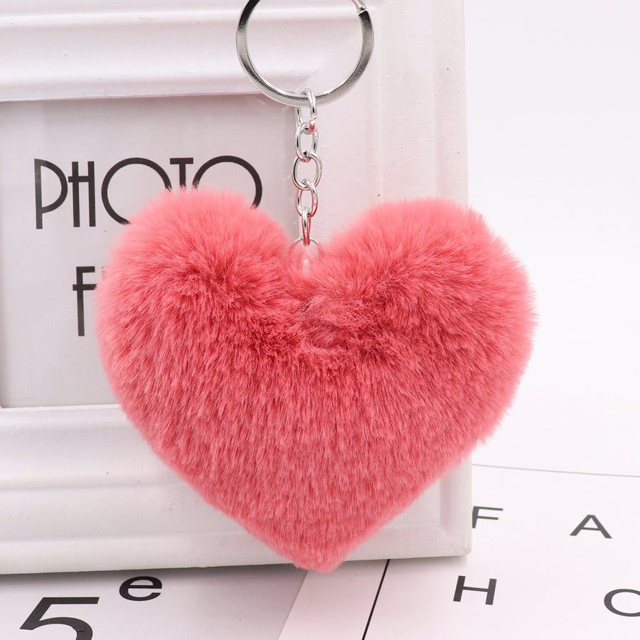 Heart-shaped Fur Ball Keychain Rex Rabbit Plush Car Pendant f29b040e 2b12 4c07 8aec 5295c5a75e91