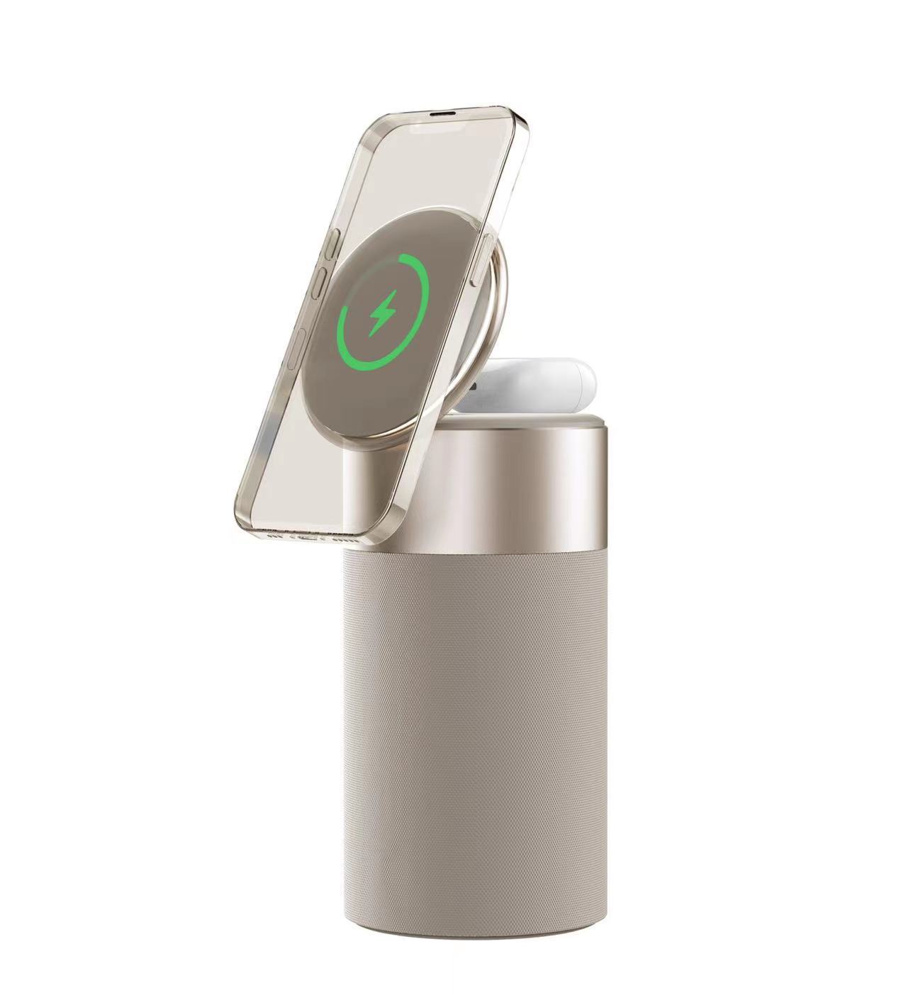 3 In 1 Multi-Function IPhone And AirPods Wireless Charger Portable Bluetooth Speaker With Touch Lamp For Home And Office - HD Wireless Product #10