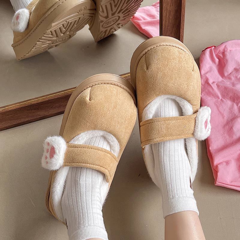 Women's Cotton-padded Shoes Cute Cartoon Cat's Paw Velcro Plush Shoes f365f6c3 7154 4ad5 a8be 02f6d89fbaae