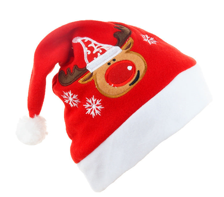 Cartoon Christmas Hat With Elk Santa Claus Embroidery Design Holiday Party Decoration Fuzzy Hat f39f6e53 a429 444c b4ea 6dd54