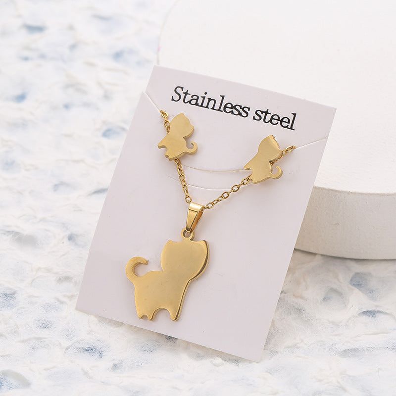 Butterfly Studs Necklace Suit Stainless Steel Geometry f3a744a9 fc27 4b5c 92e7 5aadd2ac5c65