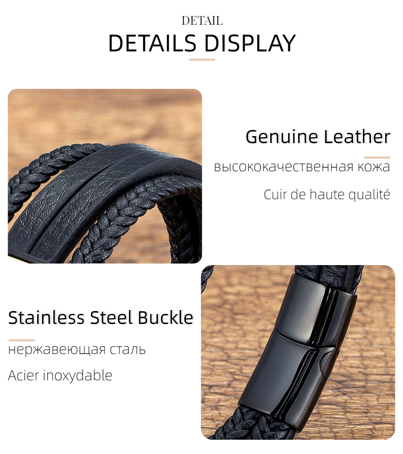 Casual Leather Stainless Steel Magnet Buckle Braided Bracelet f3e8555f c9a1 449b a57f 0346b296d335
