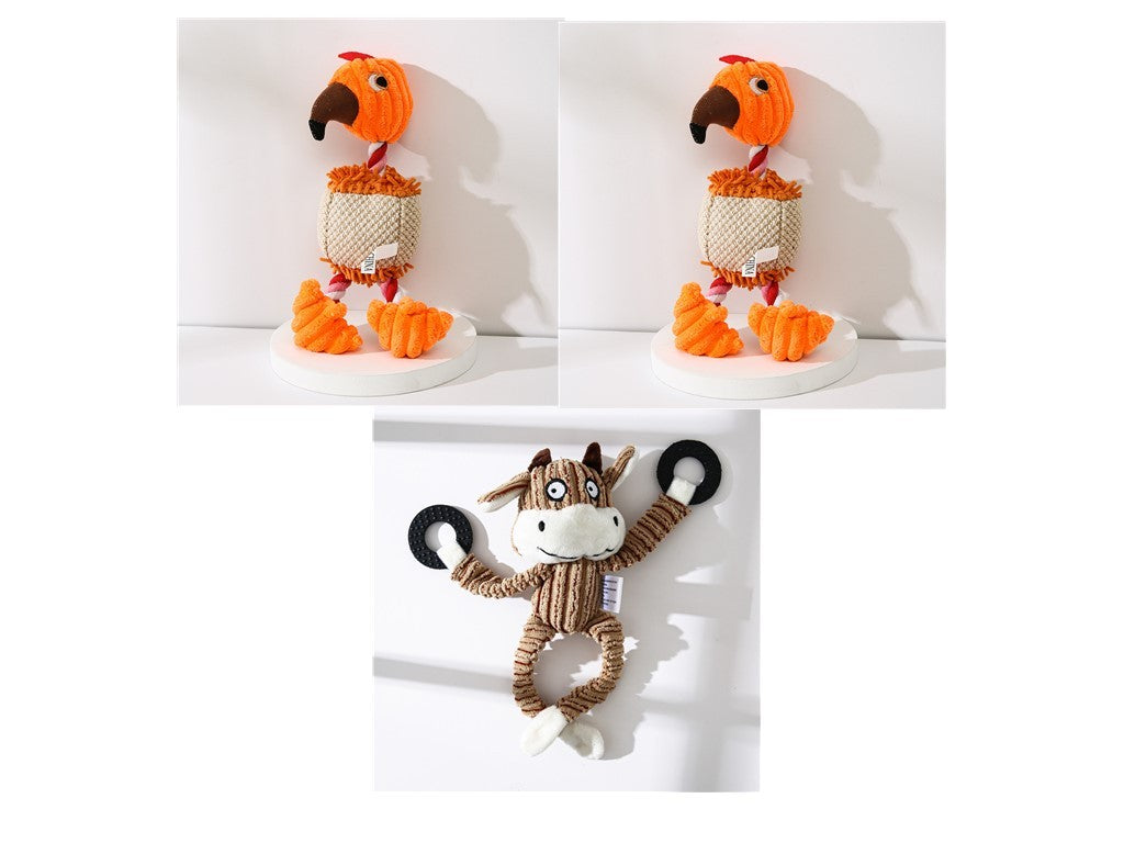 Pet Toy Donkey Shape Corduroy Chew Toy For Dogs Puppy Squeaker Squeaky Plush Bone Molar Dog Toy Pet Training Dog f4573321 fe1
