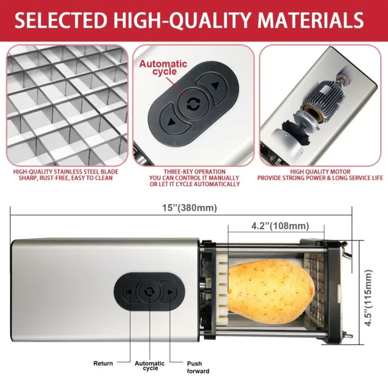Kitchen Gadget Electric French Fry Cutter With Blades Stainless Steel Vegetable Potato Carrot For Commercial Household f4e574
