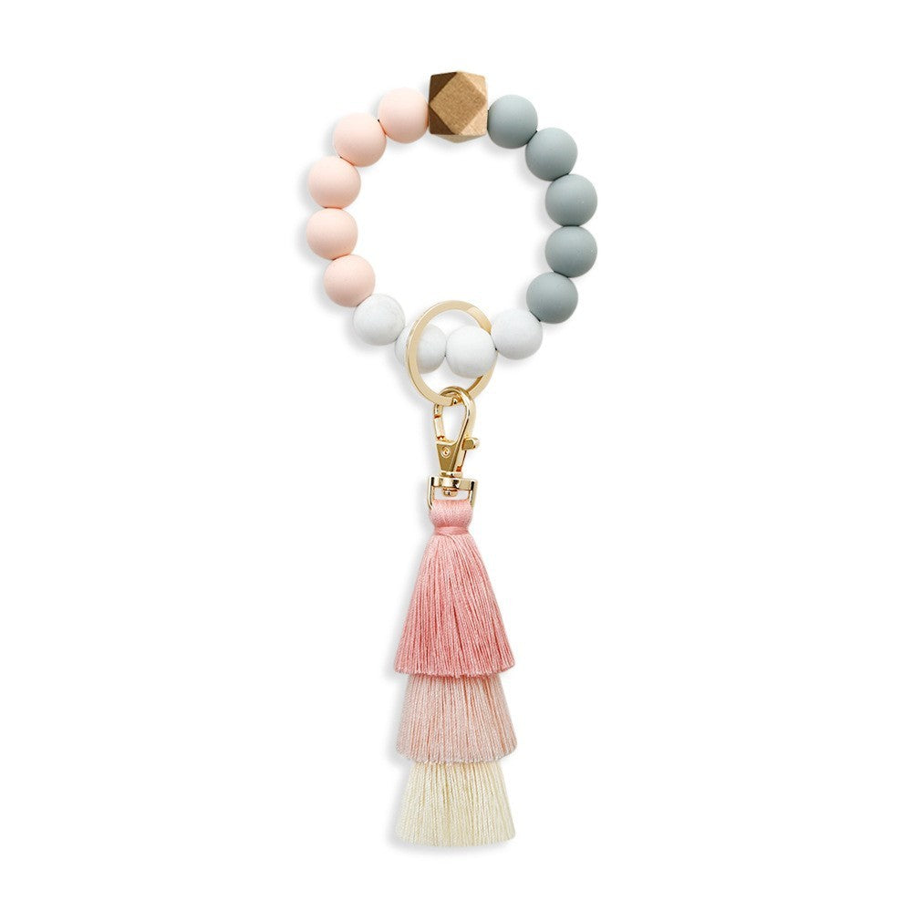 Silicone Wrist Keychain Handmade Beaded Leather Tassel Bracelet f5062e15 fafb 4a8c 96f8 f70ca5e4e3d7