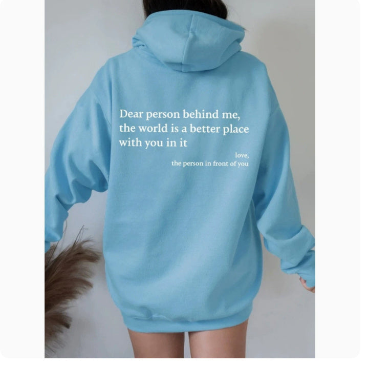 Dear Person Behind Me,the World Is A Better Place,with You In It,love,the Person In Front Of You,Women's Plush Sweater Plain