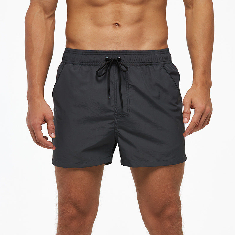 Men's Beach Pants European And American Boardshort Back Pocket Zipper Solid Color 3-point Pants Quick-drying Waterproof Linin