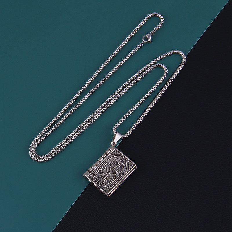 Fashionable Personality Jesus Christ Book Turnable Pendant f7ed202c f230 4058 8eea 46c78bc60b1e