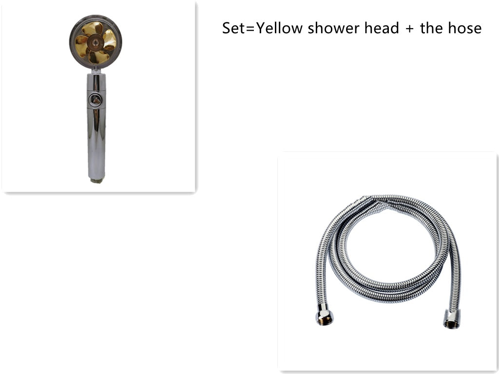 Shower Head Water Saving Flow 360 Degrees Rotating With Small Fan ABS Rain High Pressure Spray Nozzle Bathroom Accessories f8