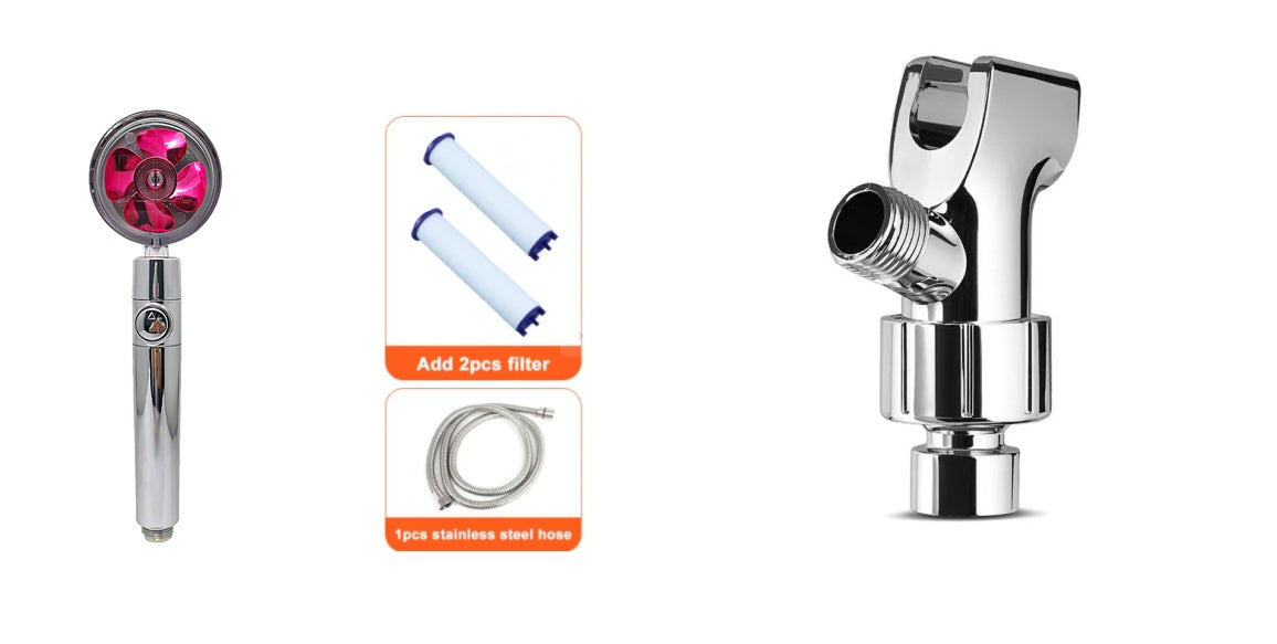 Shower Head Water Saving Flow 360 Degrees Rotating With Small Fan ABS Rain High Pressure Spray Nozzle Bathroom Accessories f8
