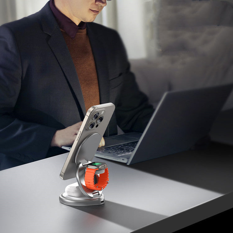 3-in-1 Wireless Charger Magnetic Folding Stand - 图片 1