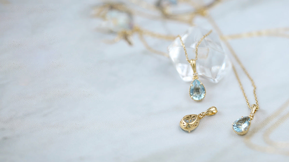 Fashion Women's Natural Aquamarine Pendant Necklace f931f5cd 2298 45c5 bec9 d18f9a6a10d2