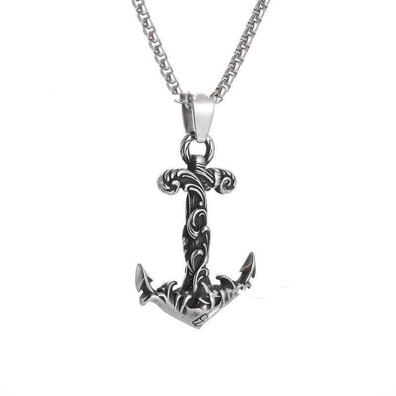 Vintage Totem Pattern Boat Anchor Thailand Silver Pendant Necklace f98fd33a e621 4d2c afad 220f2e1c7b9b