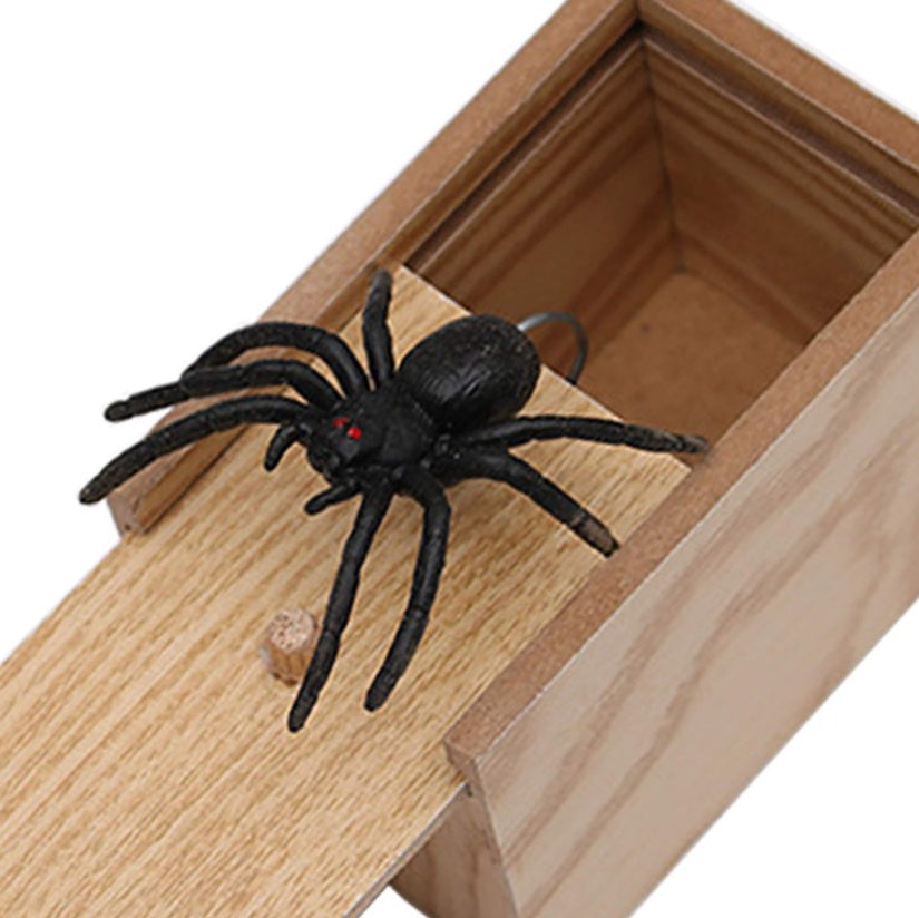 Prank Spider Wooden Scare Box Trick Play Joke Lifelike Surprise April Fools' Day Funny Novelty Toys Gags Practical Gifts fa8e