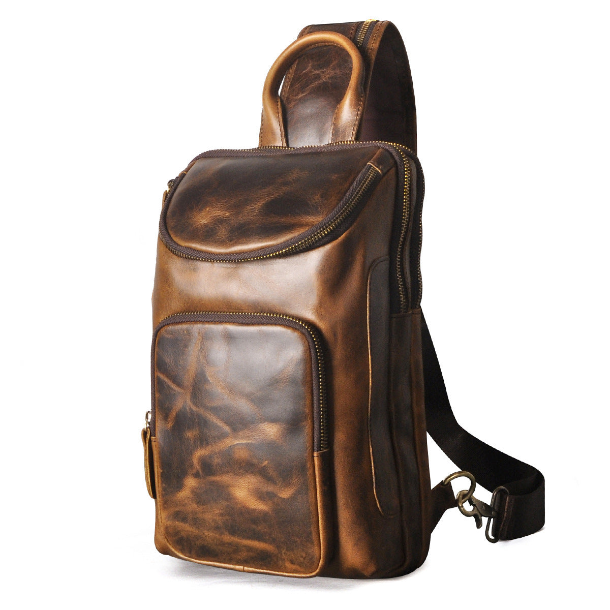 Top Layer Crazy Horse Skin Cowhide Men's Retro Chest Bag fafdf407 492b 494f b55b 90a7c0b2ced6