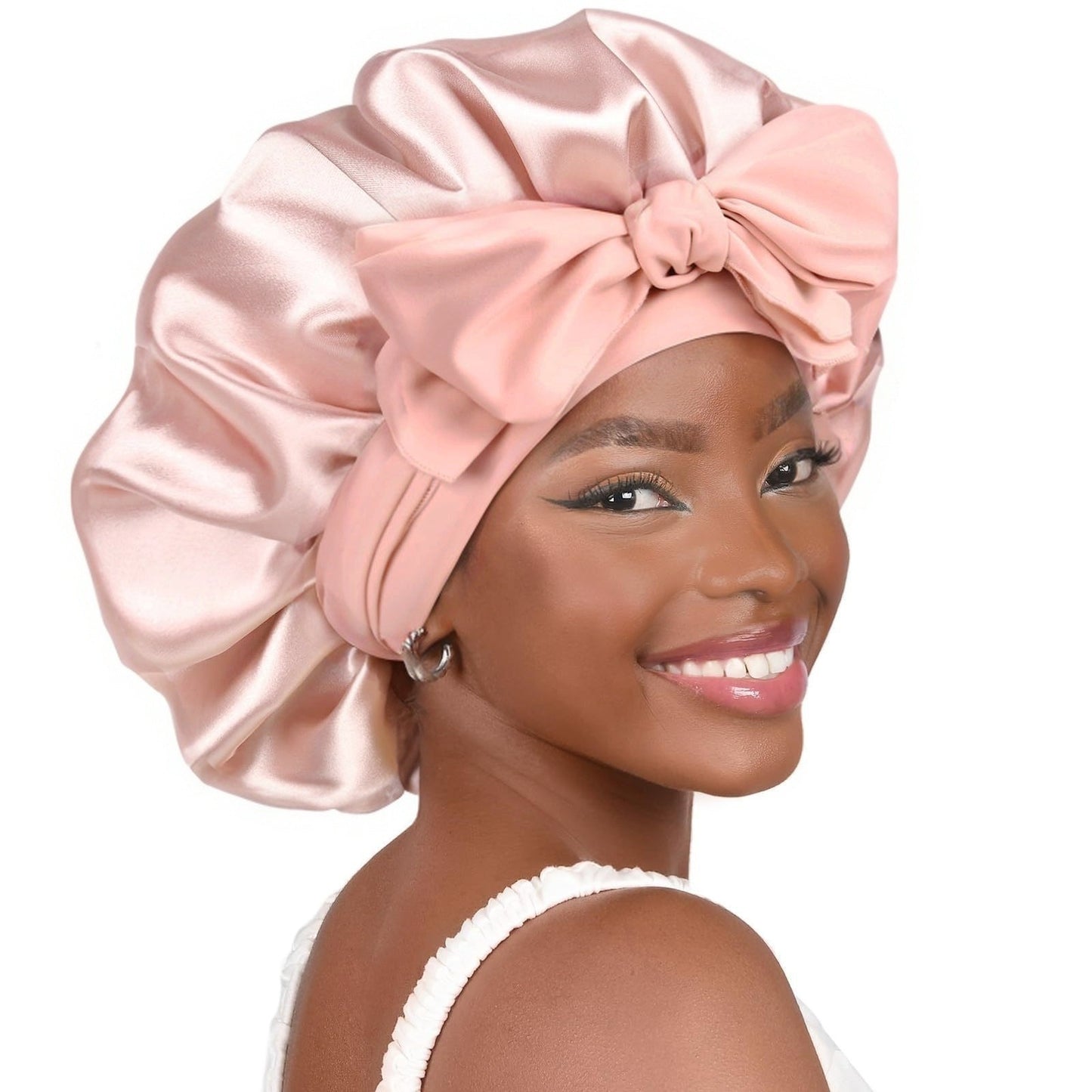 Double-layer Ribbon Round Cap Bow Hair Care Wide-brimmed Hat fb53eedd 7715 40cf 8e0a 094fcc9c5bad
