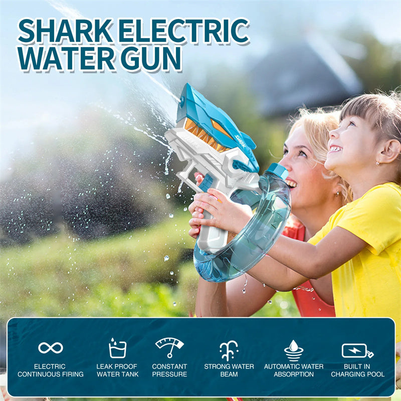 New Shark Electric Water Gun Toys Fully Automatic Continuous Fire Water Gun Large Capacity Beach Summer Children's Water Play