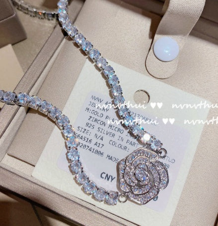 Camellia Full Zirconium Ring Micro Setting Stud Necklace fb734e9a 0255 4104 ad39 30f9f33a638a
