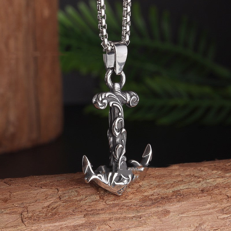 Vintage Totem Pattern Boat Anchor Thailand Silver Pendant Necklace ff64de0f 9607 47c6 88ae 0ac88a2c9760