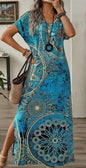 Women's Vintage Floral Print V-Neck Batwing Sleeve Casual Summer Dress Maxi Women Dresses Long Dress 0018257d d3cd 468f 907c 