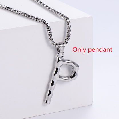 Three-dimensional 26 English Letter Pendant Necklace Fashion Jewelry Titanium Steel Couple Ornament 00a3b838 ffe3 457b 8cd6 4