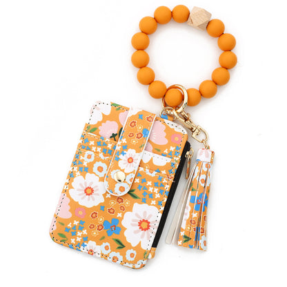 Women's Floral Print Leather Card Bag - 图片 14