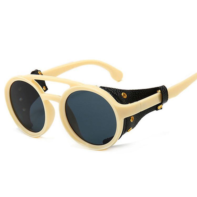 Retro Round Frame Punk Steam Sunglasses Personality Leather Case Sunglasses 00dadd9b 9868 469d 8447 ac0ca7cd02c1