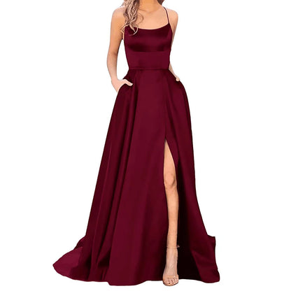 Solid Color Long Slimming And Shoulder Hollow Girlfriends Fashion Bridesmaid Party Dress 00daf3a3 d915 485f b702 74cb95cc35a8