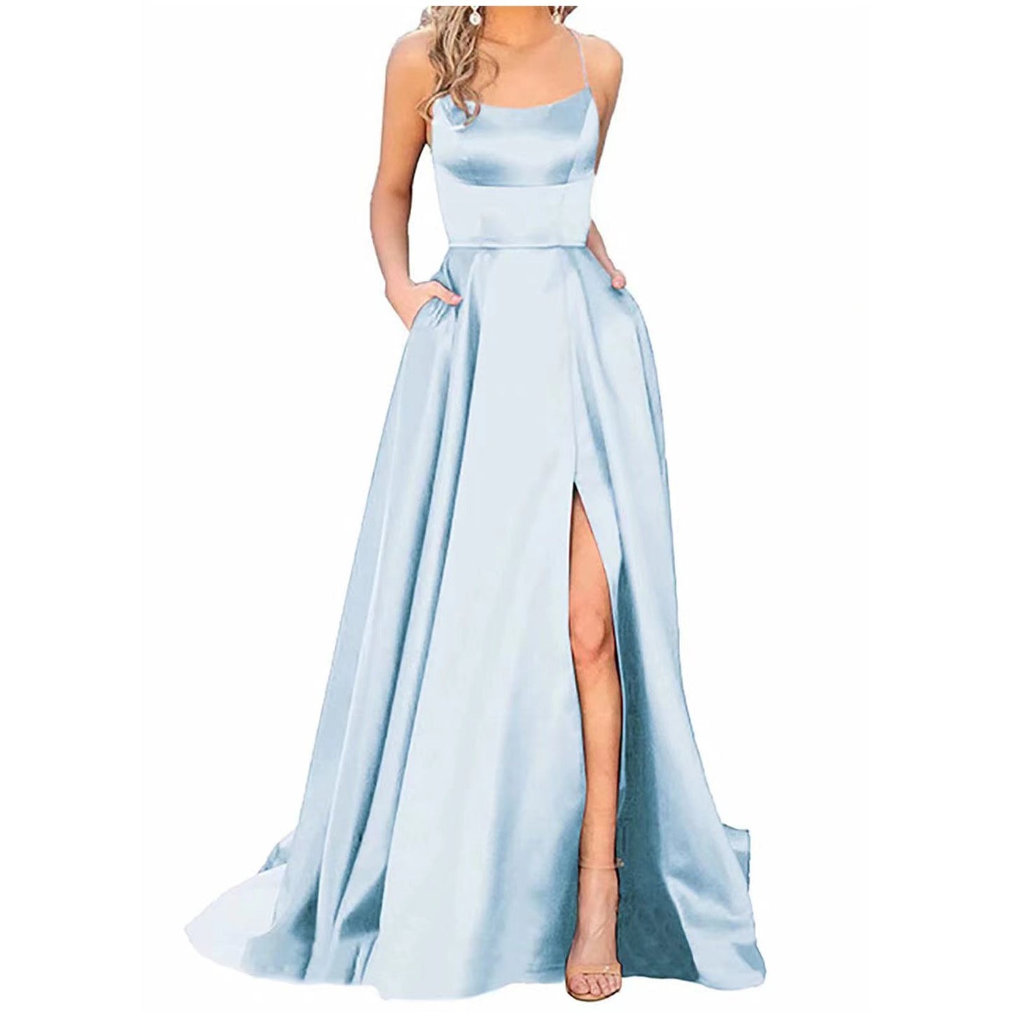 Solid Color Long Slimming And Shoulder Hollow Girlfriends Fashion Bridesmaid Party Dress 00f61897 abca 498e a1f0 590b4b89e00e
