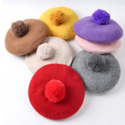 Rabbit Fur Ball Wool Woolen Cloth Sky Blue Beret Painter Hat 00f99b53 396e 45ed b110 c4fd466e5348