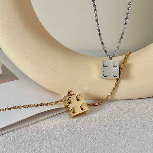 Square Building Block Pendant New Year Gift Necklace 0131fcc4 95b4 430b bd57 83b82354ceeb