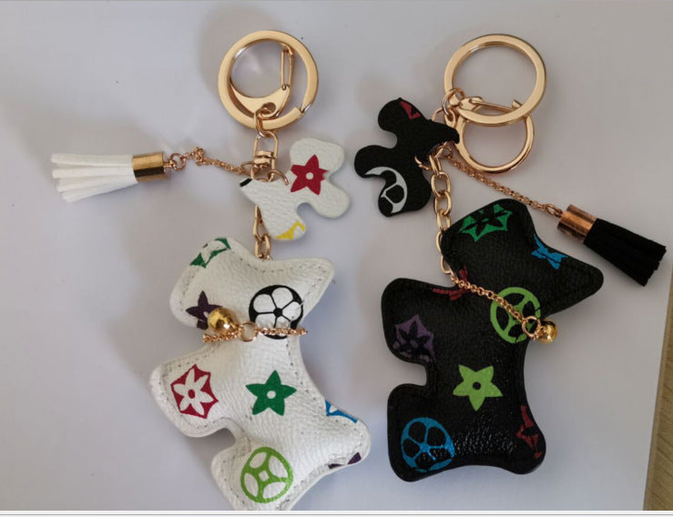 Women's Fashion Flannel Tassel Two-tone Dog Keychain 014139a7 31ab 4e23 ab08 a61da5761fa3