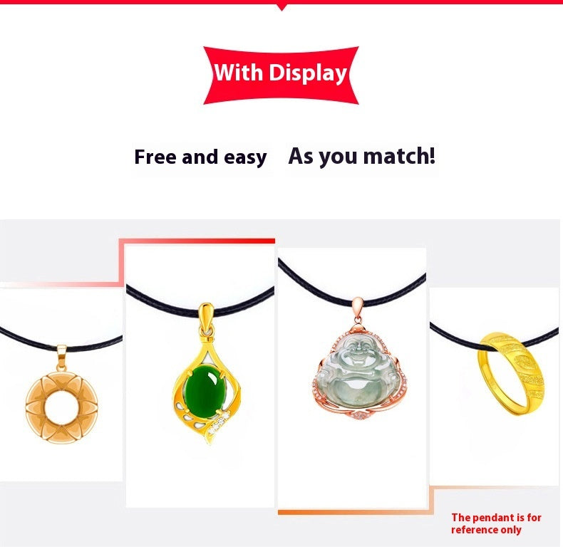 Necklace Pendant Rope Men's And Women's Fashion Lanyard Crystal Emerald Gold Pendant Black Black Buttons Necklace Rope 014d08