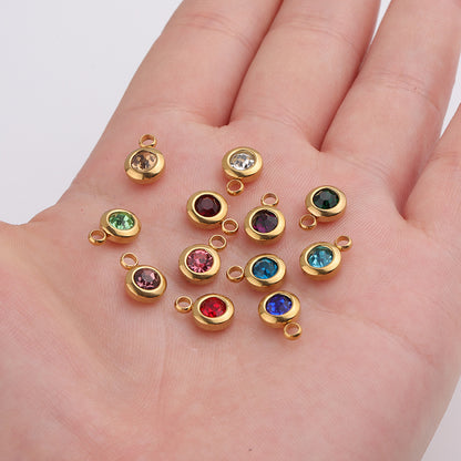 65mm Gold Titanium Steel 12 Birthstone Pendant Ornaments Accessories - HD Wireless Product #3