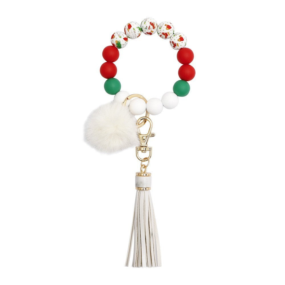 Silicone Wrist Keychain Handmade Beaded Leather Tassel Bracelet 01981dc6 3c8f 4567 a779 311594a9758c